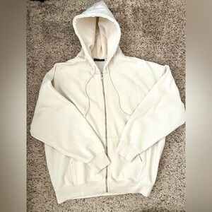 (NEW) Brandy Melville Cream Zip-Up Hoodie
